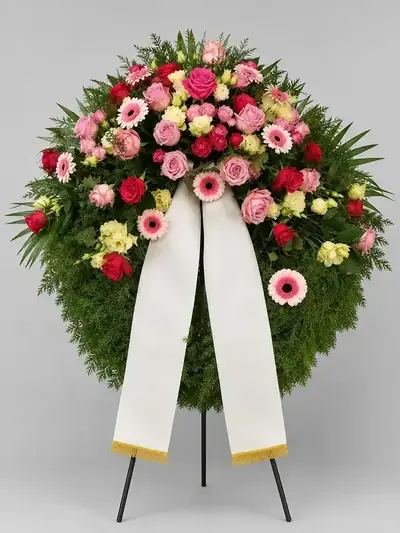 Trauerkranz Mimosa - Rosa, Pink, Creme