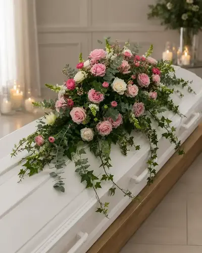 Sargbukett Rasalhague - Weiß, Rosa